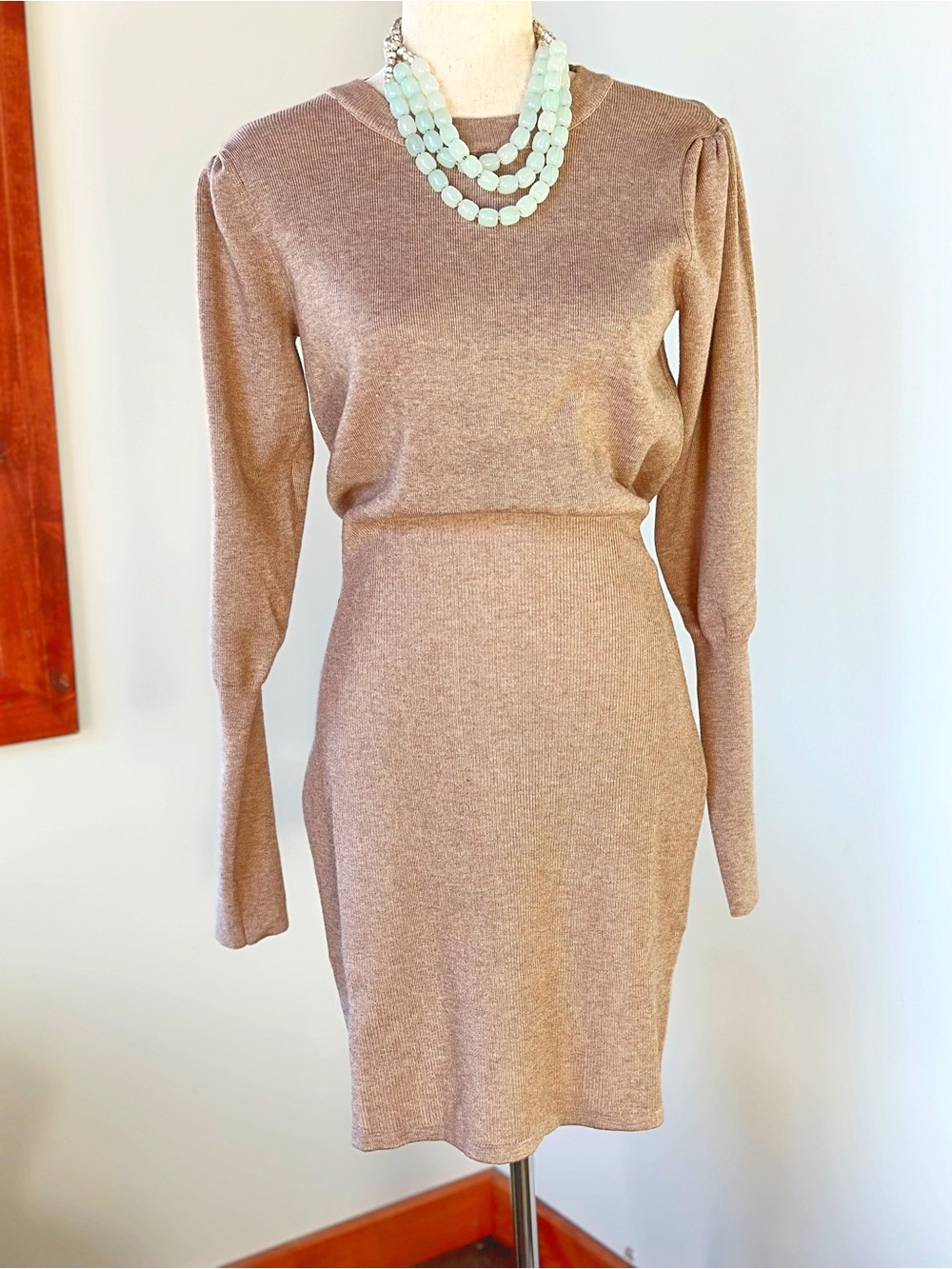 Puff-Sleeve Sweater Dress